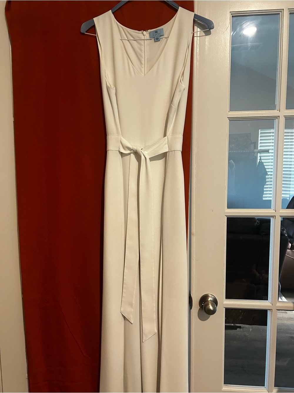 CeCe Ivory Sleeveless Pantsuit with Waist Tie